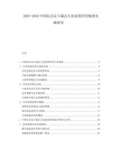 2025-2030中國玩具反斗城式專業連鎖經營瓶頸突破研究