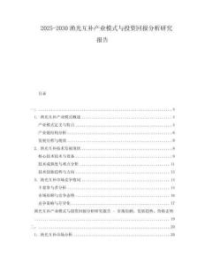 2025-2030漁光互補(bǔ)產(chǎn)業(yè)模式與投資回報(bào)分析研究報(bào)告