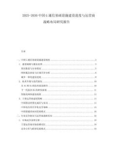 2025-2030中國G通信基礎(chǔ)設(shè)施建設(shè)進(jìn)度與運營商戰(zhàn)略布局研究報告