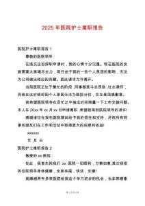 2025年醫院護士離職報告