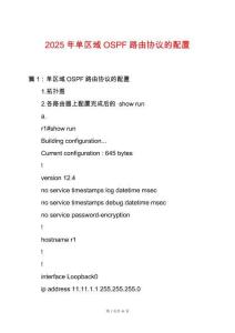 2025年單區(qū)域OSPF路由協(xié)議的配置