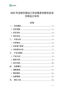 2025年定制化移動工作站服務創新創業項目商業計劃書