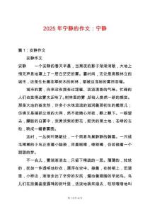 2025年寧?kù)o的作文：寧?kù)o