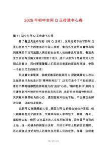 2025年初中生阿Q正傳讀書心得