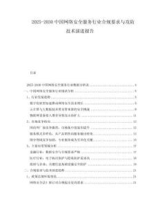 2025-2030中國網絡安全服務行業合規要求與攻防技術演進報告