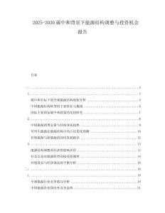2025-2030碳中和背景下能源結(jié)構(gòu)調(diào)整與投資機會報告