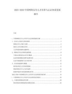 2025-2030中國網絡安全人才培養與認證體系發展報告