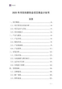 2025年冷飲創新創業項目商業計劃書