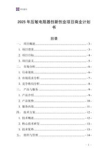 2025年壓敏電阻器創新創業項目商業計劃書