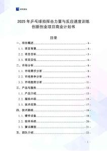 2025年乒乓球拍揮擊力量與反應(yīng)速度訓(xùn)練創(chuàng)新創(chuàng)業(yè)項(xiàng)目商業(yè)計(jì)劃書