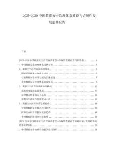 2025-2030中國數據安全治理體系建設與合規性發展前景報告