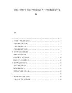 2025-2030中國碳中和發(fā)展?jié)摿εc投資機會分析報告