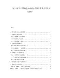 2025-2030中國物流行業市場格局及數字化升級研究報告