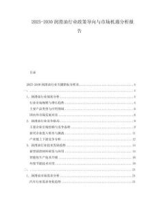 2025-2030潤滑油行業政策導向與市場機遇分析報告