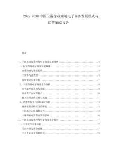 2025-2030中國衛(wèi)浴行業(yè)跨境電子商務發(fā)展模式與運營策略報告