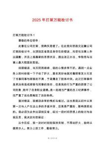 2025年打架萬能檢討書