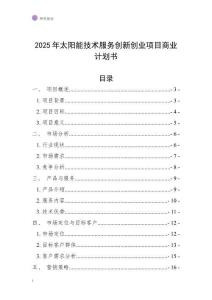 2025年太陽能技術(shù)服務(wù)創(chuàng)新創(chuàng)業(yè)項目商業(yè)計劃書