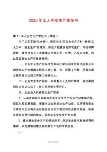 2025年工人平安生產責任書