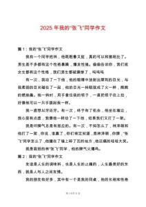 2025年我的“張飛”同學作文