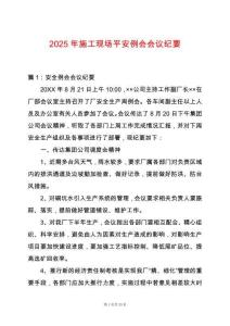 2025年施工現(xiàn)場(chǎng)平安例會(huì)會(huì)議紀(jì)要