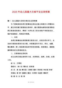 2025年幼兒園重大災難平安應急預案