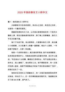 2025年我的摯友王小胖作文