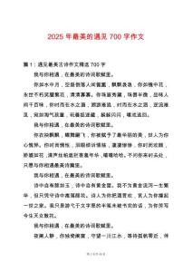2025年最美的遇見700字作文