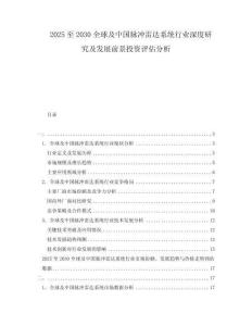 2025至2030全球及中國(guó)脈沖雷達(dá)系統(tǒng)行業(yè)深度研究及發(fā)展前景投資評(píng)估分析