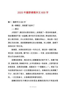 2025年撒野梗概作文600字