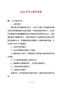 2025年手工教學安排
