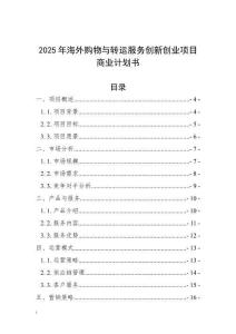 2025年海外購物與轉運服務創新創業項目商業計劃書