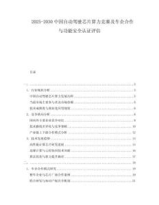 2025-2030中國自動駕駛芯片算力競賽及車企合作與功能安全認證評估