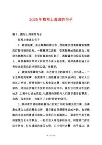 2025年描寫上海灘的句子