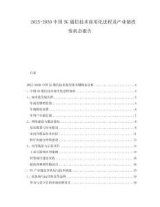 2025-2030中國5G通信技術(shù)商用化進(jìn)程及產(chǎn)業(yè)鏈投資機(jī)會報告