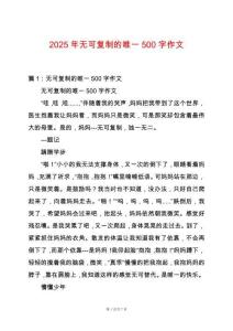 2025年無(wú)可復(fù)制的唯一500字作文