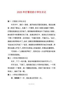 2025年打雪仗的小學生日記