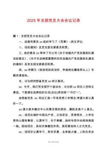 2025年支部黨員大會(huì)會(huì)議記錄