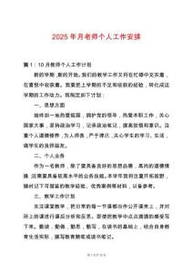 2025年月老師個人工作安排
