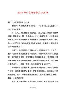 2025年小隊活動作文300字