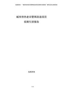城市供熱老舊管網改造項目招商引資報告