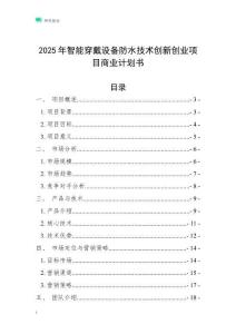 2025年智能穿戴設(shè)備防水技術(shù)創(chuàng)新創(chuàng)業(yè)項(xiàng)目商業(yè)計(jì)劃書