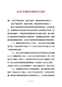 2025年建筑方格網(wǎng)實(shí)習(xí)報(bào)告