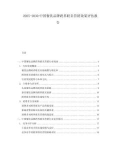 2025-2030中國餐飲品牌跨界聯名營銷效果評估報告