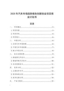 2025年汽車市場趨勢報告創(chuàng)新創(chuàng)業(yè)項目商業(yè)計劃書