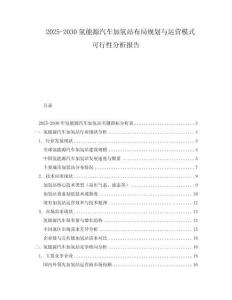 2025-2030氫能源汽車加氫站布局規(guī)劃與運(yùn)營(yíng)模式可行性分析報(bào)告