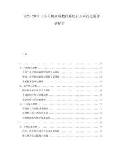 2025-2030工業母機高端數控系統自主可控進展評估報告