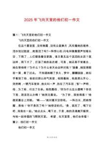 2025年飛向天堂的他們初一作文