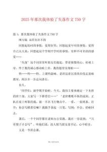 2025年那次我體驗了失落作文750字