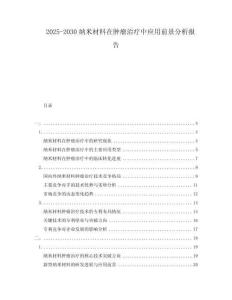 2025-2030納米材料在腫瘤治療中應(yīng)用前景分析報(bào)告