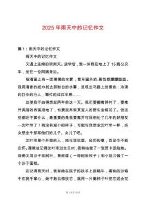 2025年雨天中的記憶作文